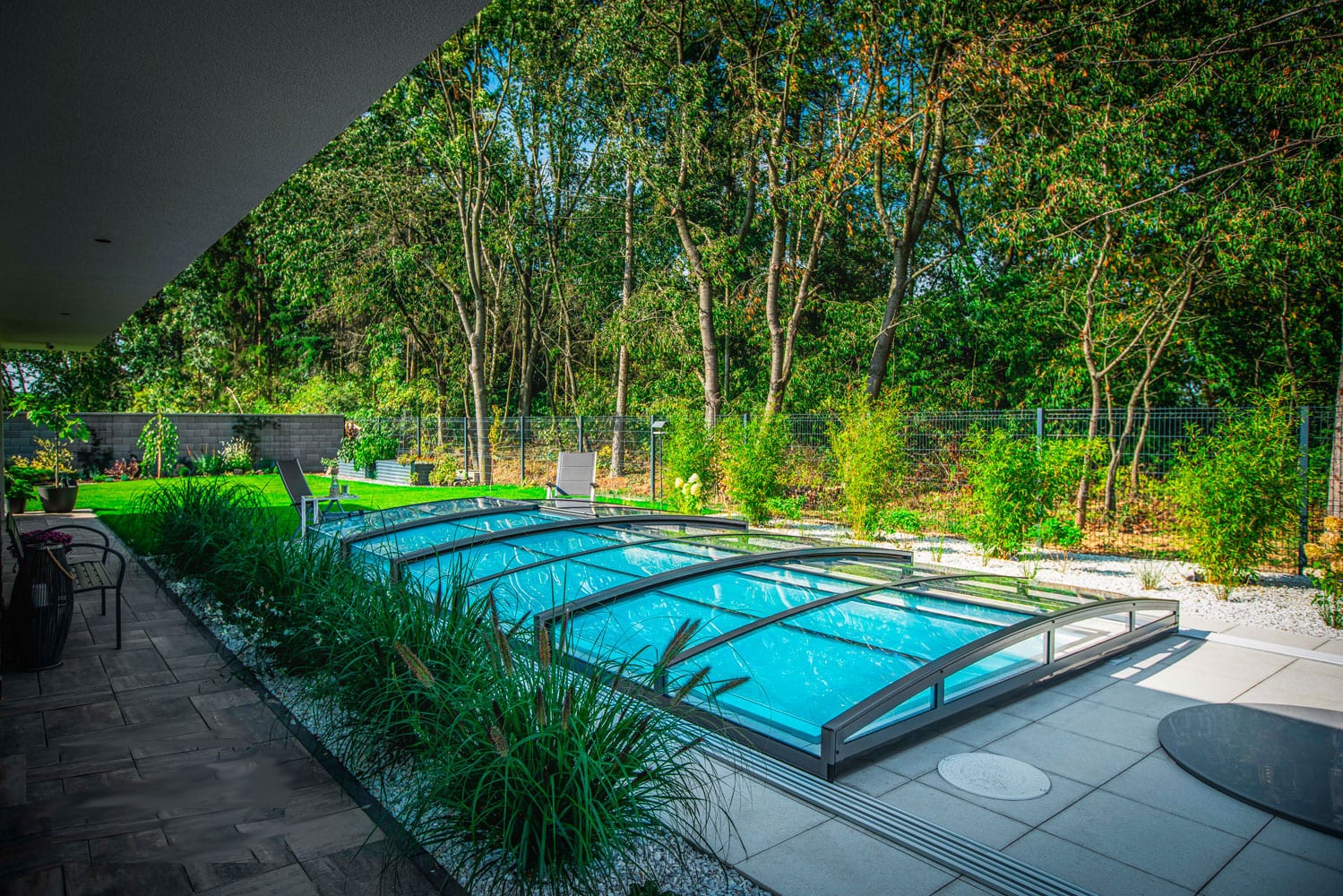 Pooloverdækning Infinity 3×6 klart glas